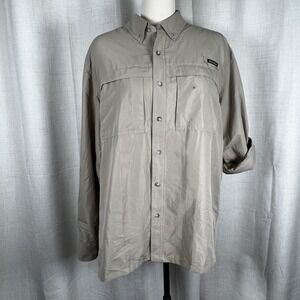NEW! Eddie Bauer Performance Shirt Mens XL Beige Roll Tab  Outdoor Fishing Top